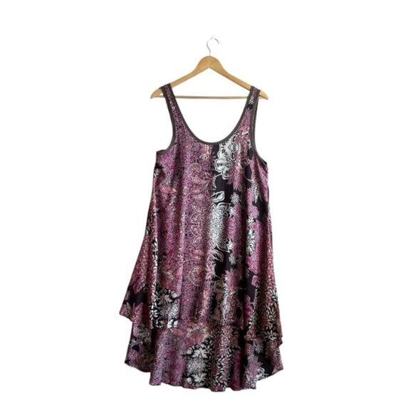 Free People Boho Swing Dress Black Pink Floral Size Small - Picture 5 of 10